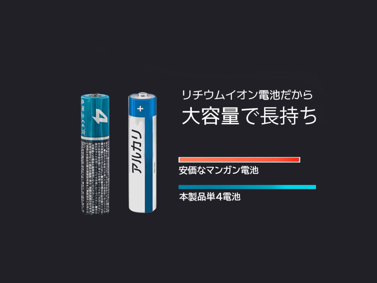 単4電池では圧倒的な出力