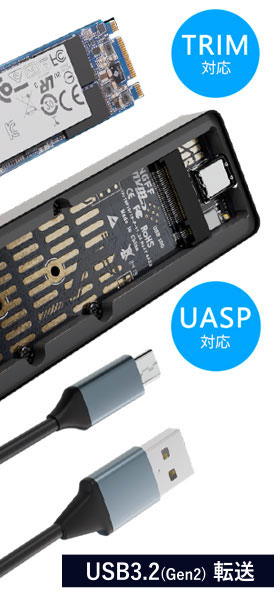 USB3.2 Gen2で最大10Gbps高速転送